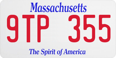 MA license plate 9TP355