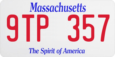 MA license plate 9TP357
