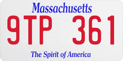 MA license plate 9TP361