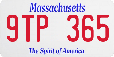 MA license plate 9TP365