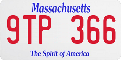 MA license plate 9TP366