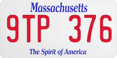 MA license plate 9TP376