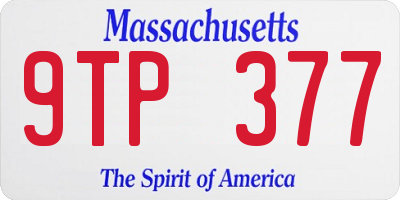 MA license plate 9TP377