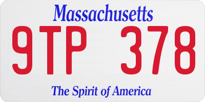 MA license plate 9TP378