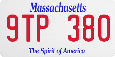 MA license plate 9TP380