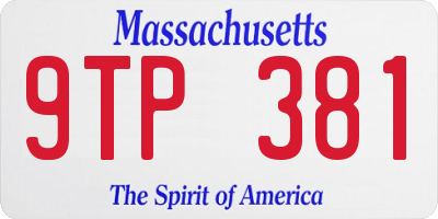 MA license plate 9TP381