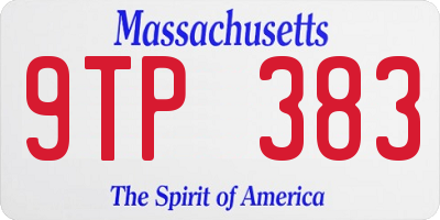 MA license plate 9TP383