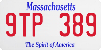 MA license plate 9TP389