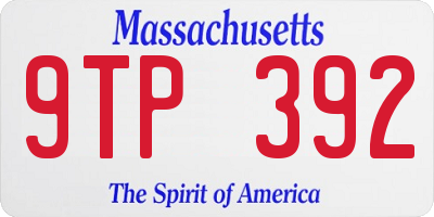MA license plate 9TP392