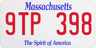 MA license plate 9TP398