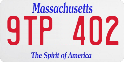 MA license plate 9TP402