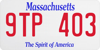 MA license plate 9TP403