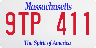 MA license plate 9TP411