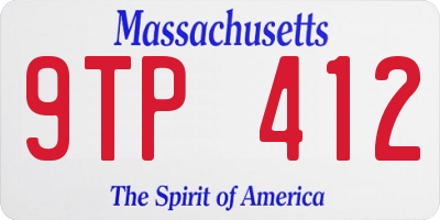 MA license plate 9TP412