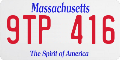 MA license plate 9TP416