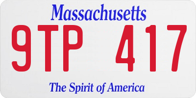MA license plate 9TP417