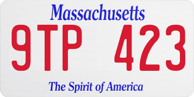 MA license plate 9TP423