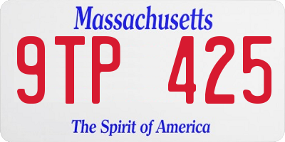 MA license plate 9TP425