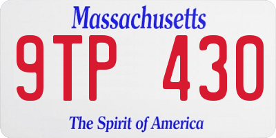 MA license plate 9TP430