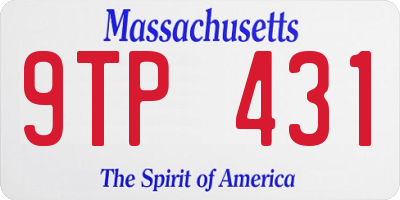 MA license plate 9TP431
