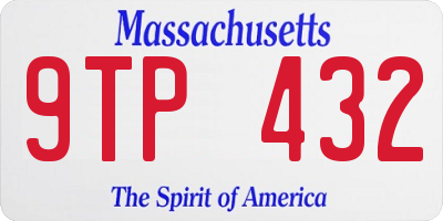 MA license plate 9TP432