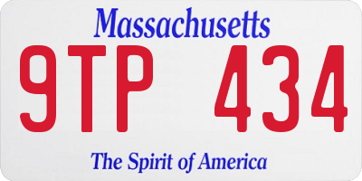 MA license plate 9TP434
