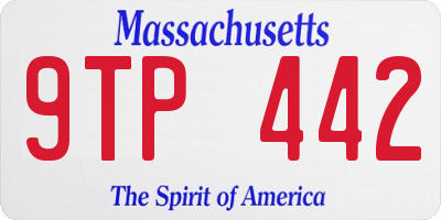 MA license plate 9TP442