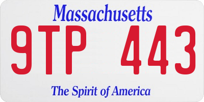 MA license plate 9TP443