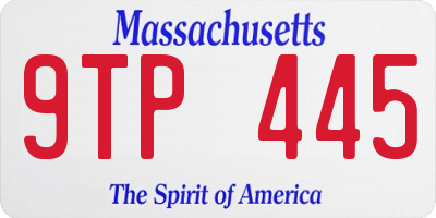 MA license plate 9TP445