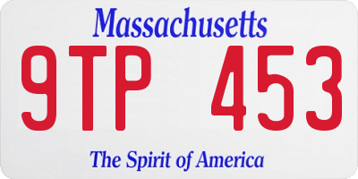 MA license plate 9TP453