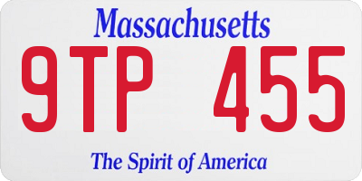 MA license plate 9TP455