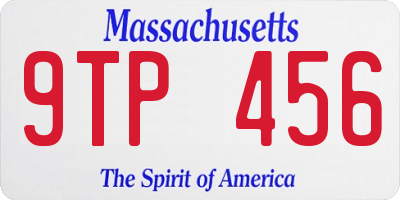 MA license plate 9TP456
