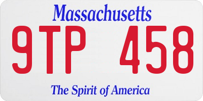 MA license plate 9TP458