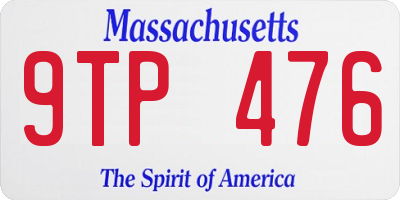 MA license plate 9TP476