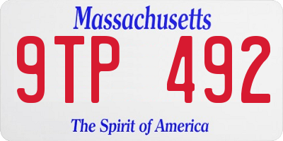 MA license plate 9TP492