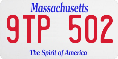 MA license plate 9TP502