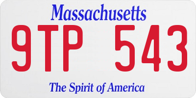 MA license plate 9TP543