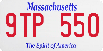 MA license plate 9TP550