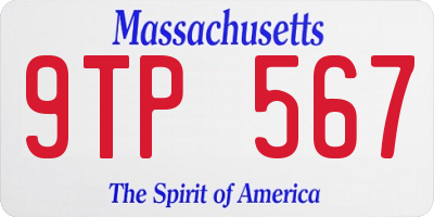 MA license plate 9TP567