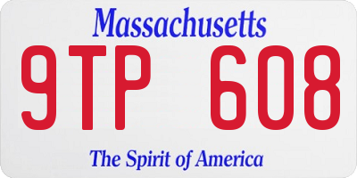 MA license plate 9TP608