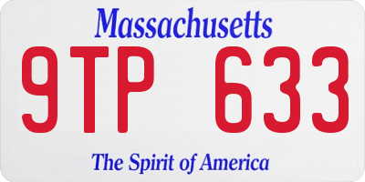 MA license plate 9TP633