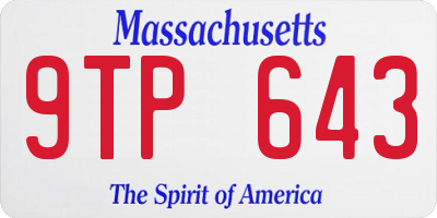 MA license plate 9TP643