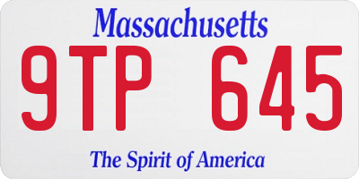 MA license plate 9TP645