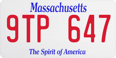MA license plate 9TP647