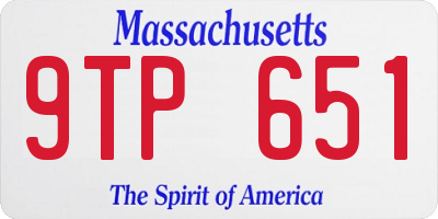 MA license plate 9TP651