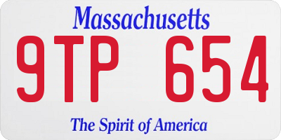 MA license plate 9TP654