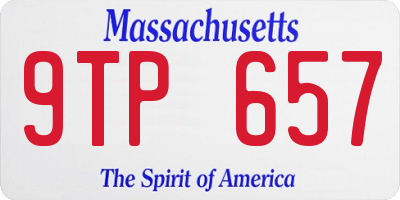 MA license plate 9TP657