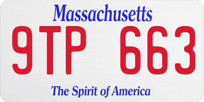 MA license plate 9TP663