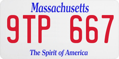 MA license plate 9TP667
