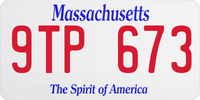 MA license plate 9TP673